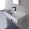 Marble Design Ceramic Wall Mounted or Vessel Sink With Counter Space